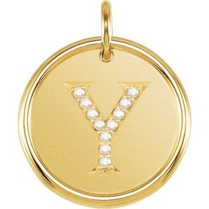 18K Yellow Gold Vermeil .06 CTW Natural Diamond Posh Mommy® Initial Y Pendant