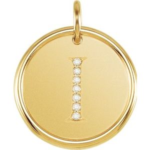 18K Yellow Gold Vermeil .04 CTW Natural Diamond Posh Mommy® Initial I Pendant
