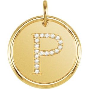 18K Yellow Gold Vermeil 1/10 CTW Natural Diamond Posh Mommy® Initial P Pendant