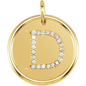 18K Yellow Gold Vermeil .08 CTW Natural Diamond Posh Mommy® Initial D Pendant