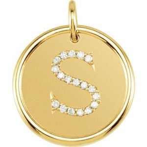 18K Yellow Gold Vermeil 1/10 CTW Natural Diamond Posh Mommy® Initial S Pendant