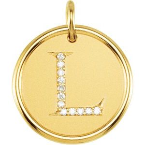 18K Yellow Gold Vermeil .06 CTW Natural Diamond Posh Mommy® Initial L Pendant