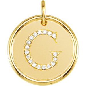 18K Yellow Gold Vermeil 1/10 CTW Natural Diamond Posh Mommy® Initial G Pendant