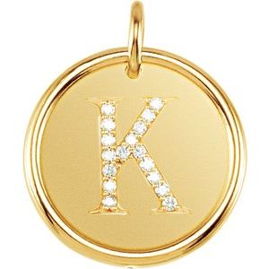 18K Yellow Gold Vermeil .08 CTW Natural Diamond Posh Mommy® Initial K Pendant
