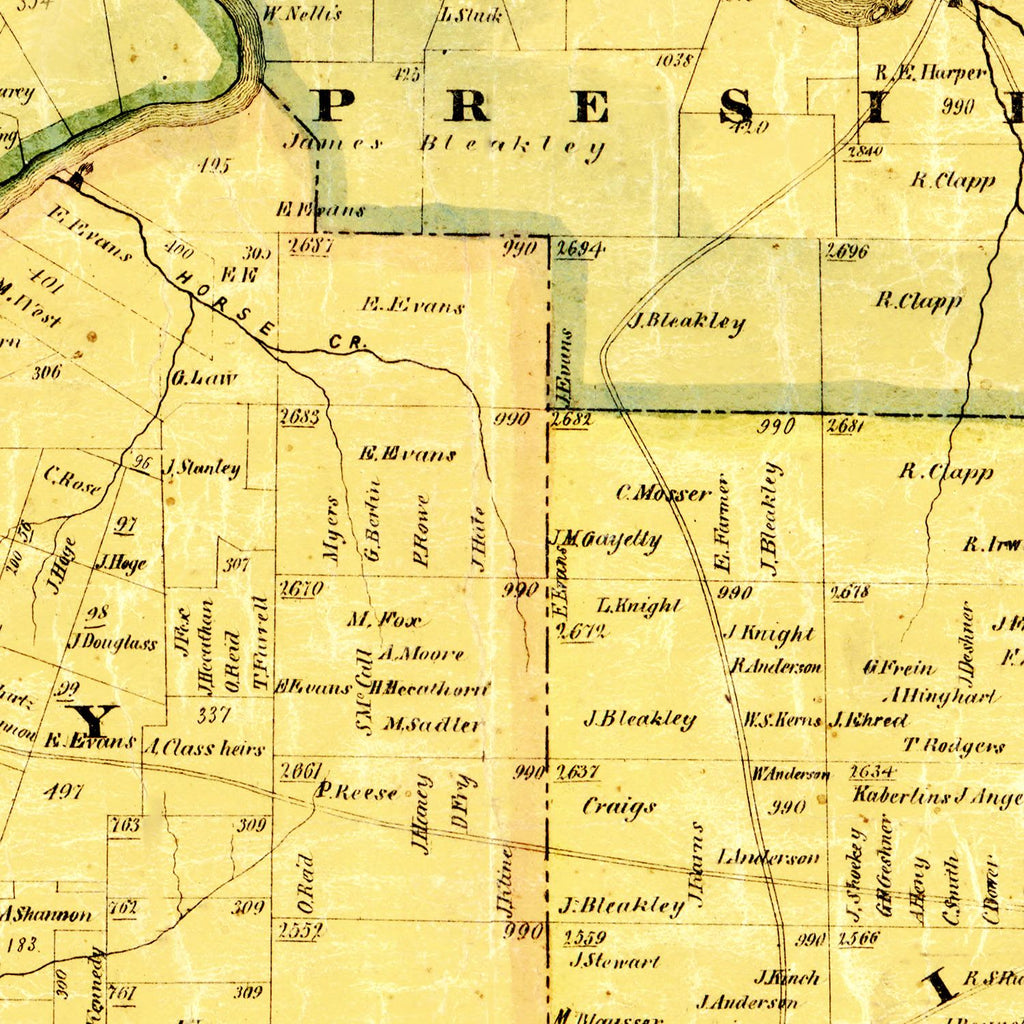 Vintage Map of Venango County, Pennsylvania 1857