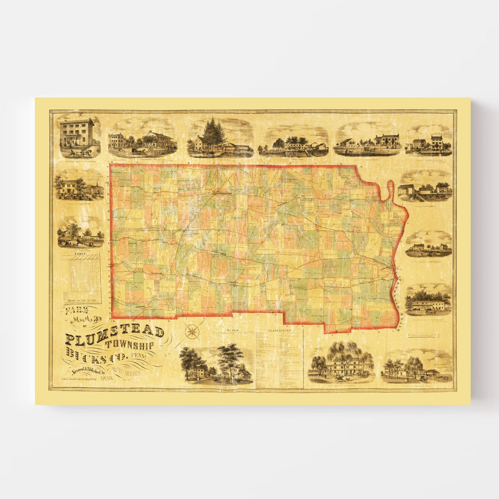 Vintage Map of Bucks County, Pennsylvania 1859
