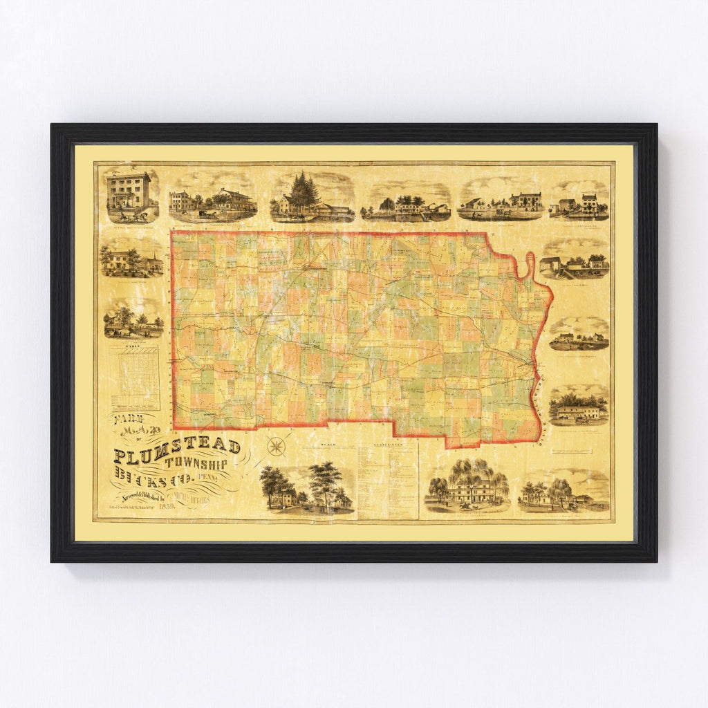 Vintage Map of Bucks County, Pennsylvania 1859