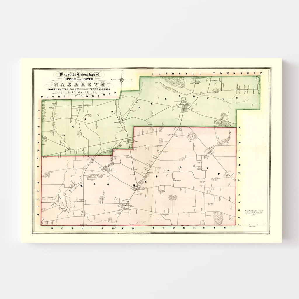 Vintage Map of Northampton County, Pennsylvania 1850