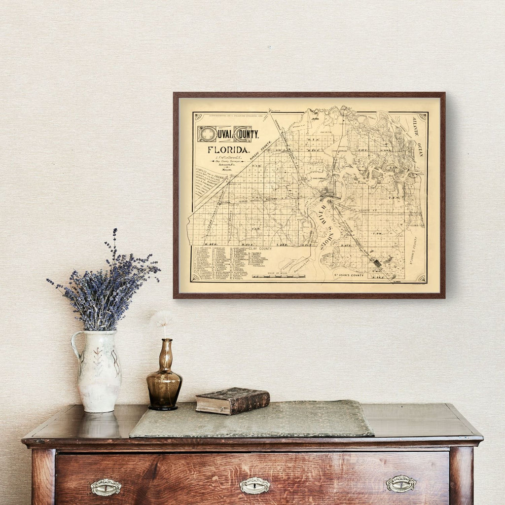 Vintage Map of Duval County, Florida 1885