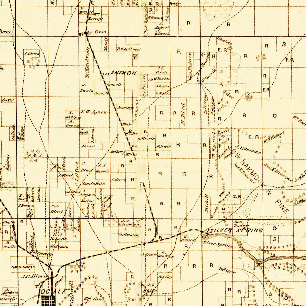 Vintage Map of Marion County, Florida 1883