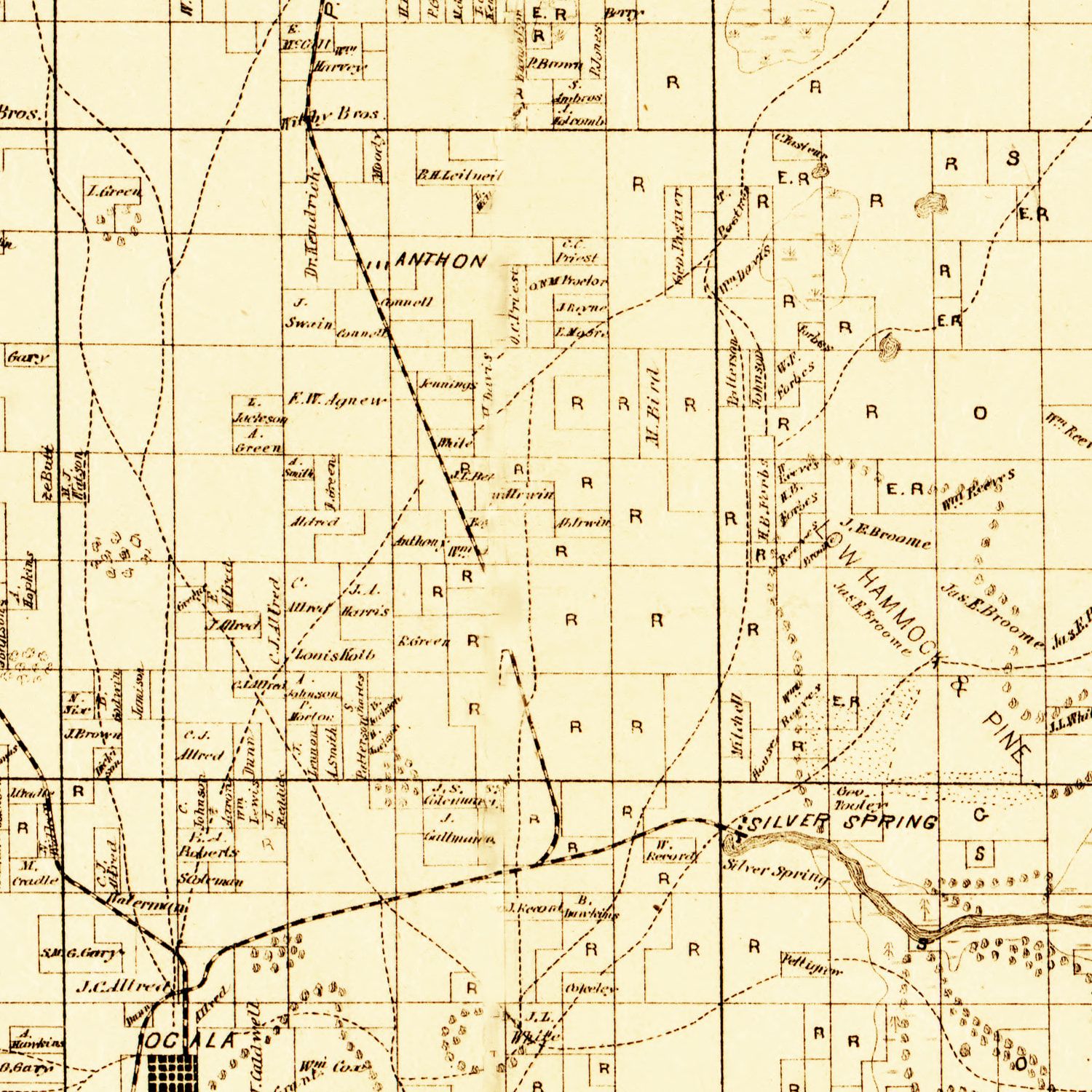 Vintage Map of Marion County, Florida 1883