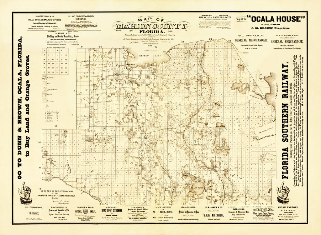 Vintage Map of Marion County, Florida 1883