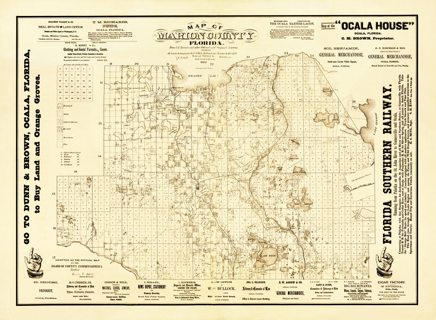 Vintage Map of Marion County, Florida 1883