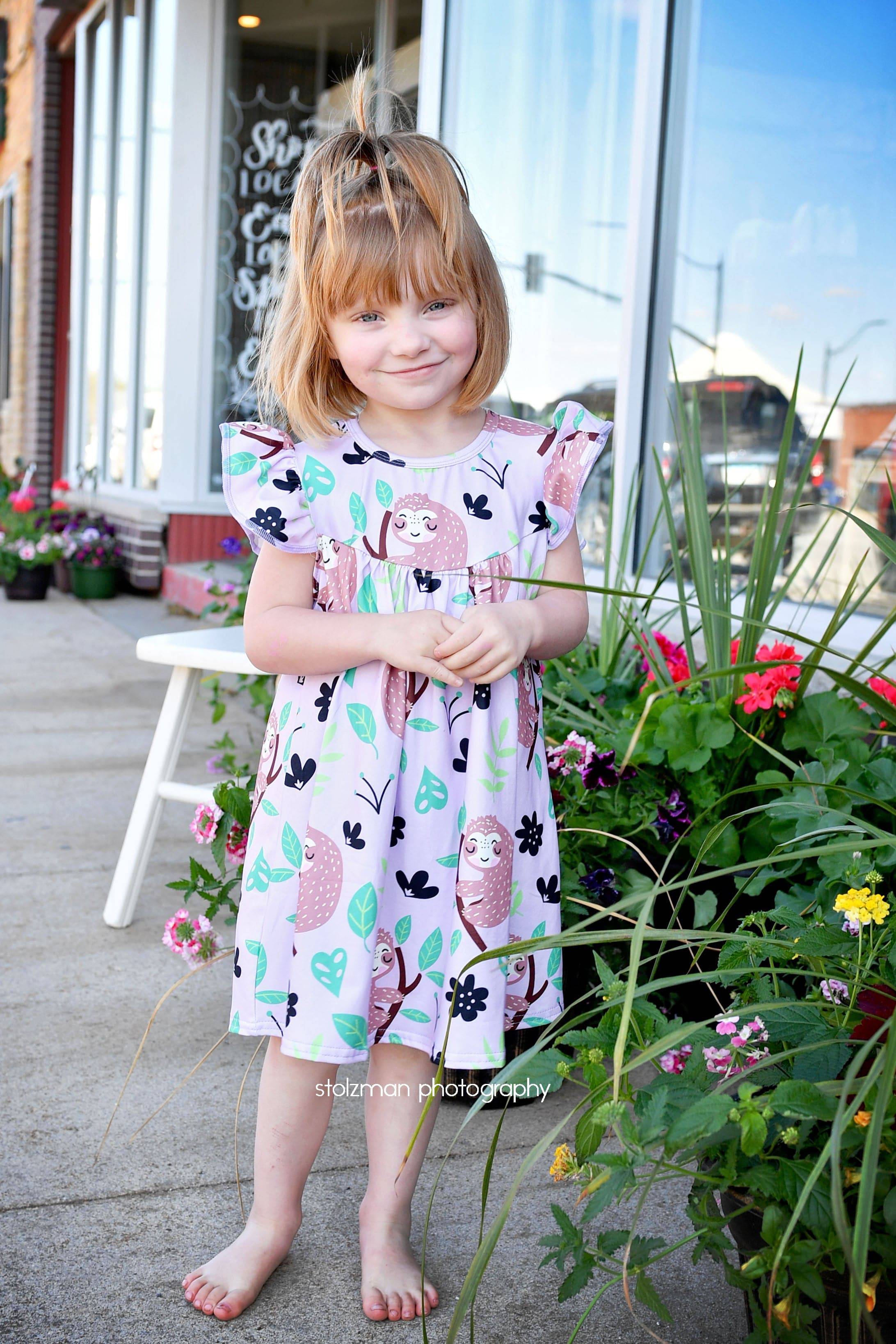 Sloth Milk Silk Flutter Dress