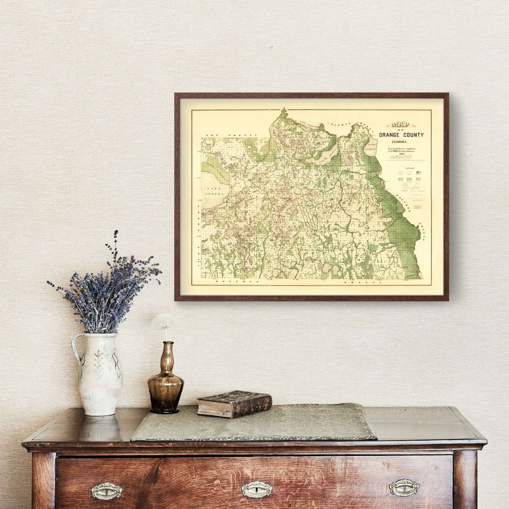 Vintage Map of Orange County, Florida 1890