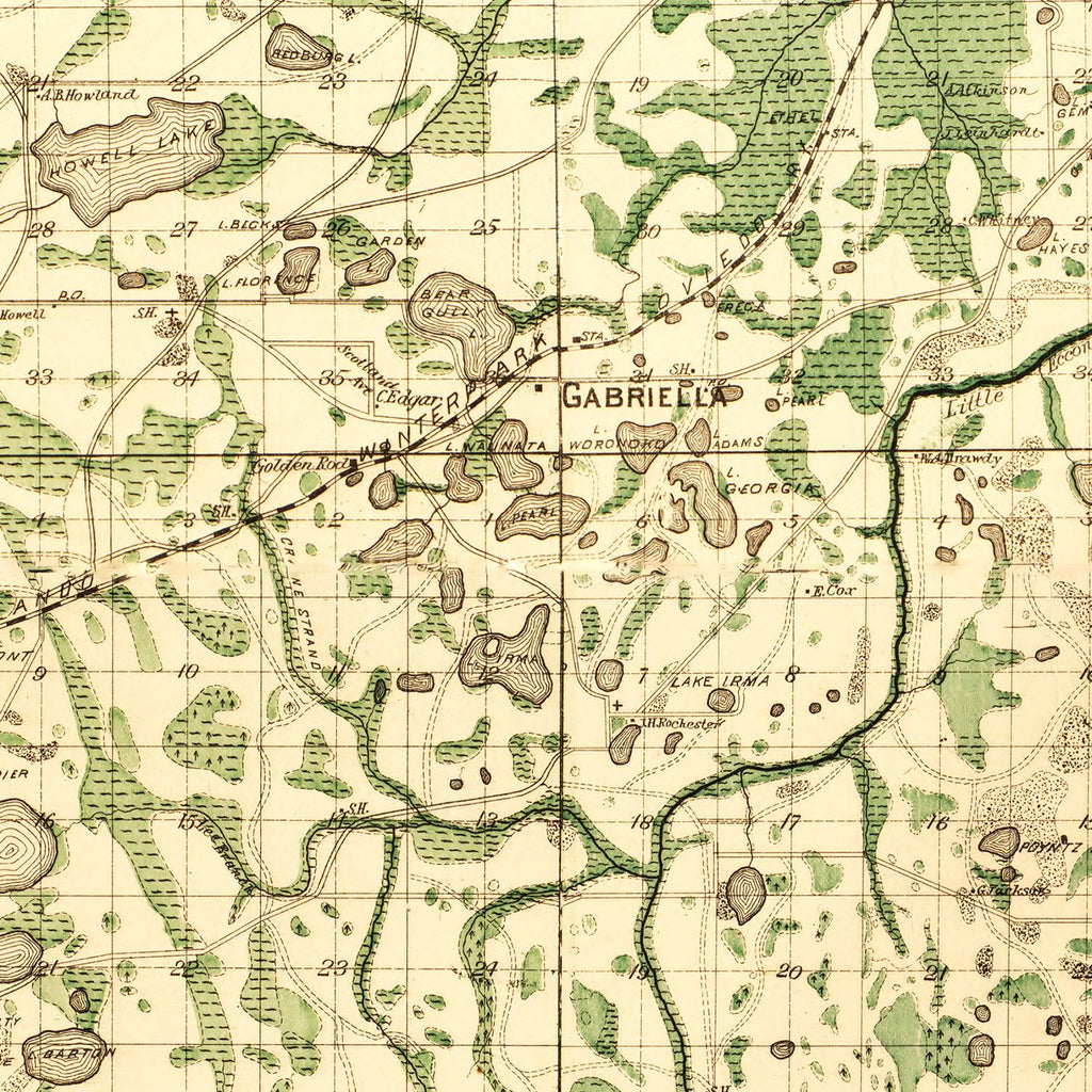 Vintage Map of Orange County, Florida 1890