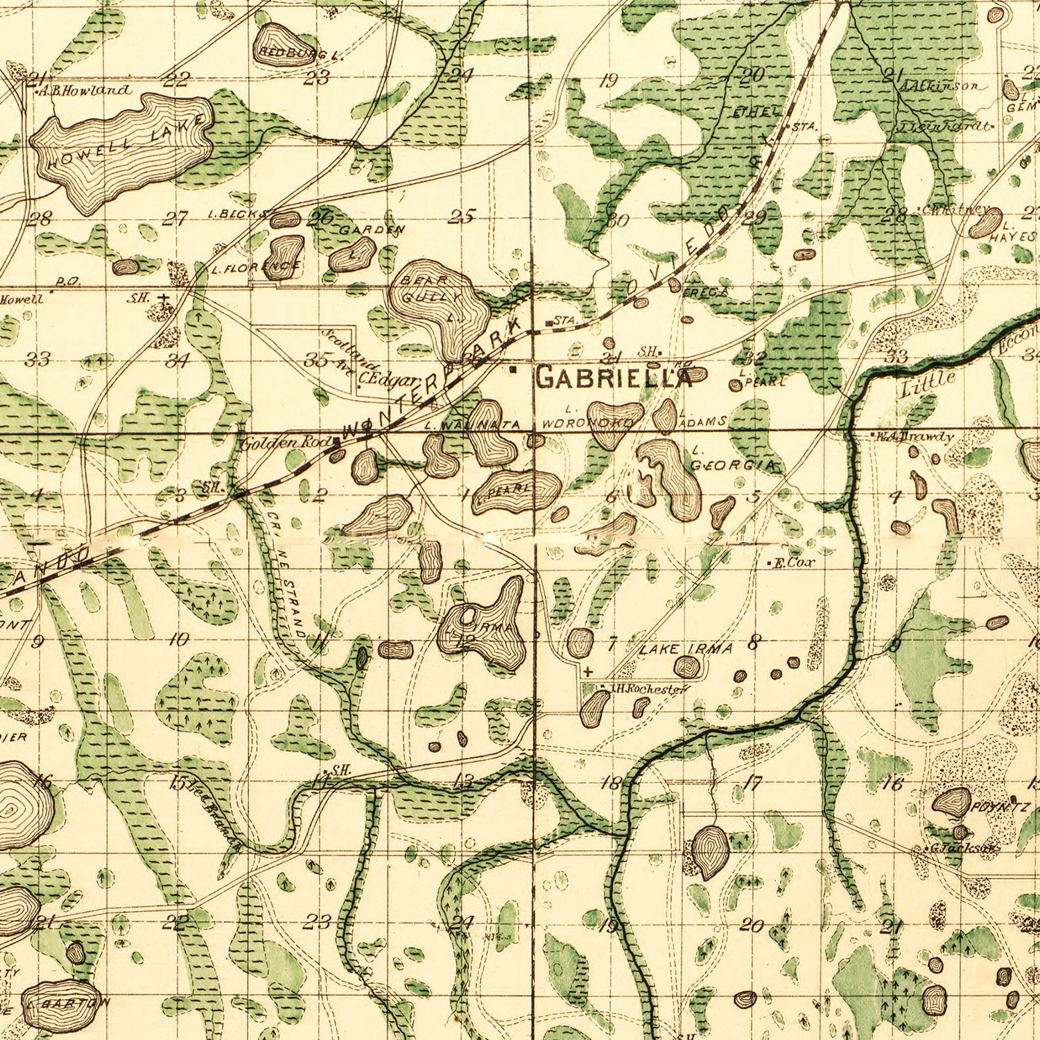 Vintage Map of Orange County, Florida 1890