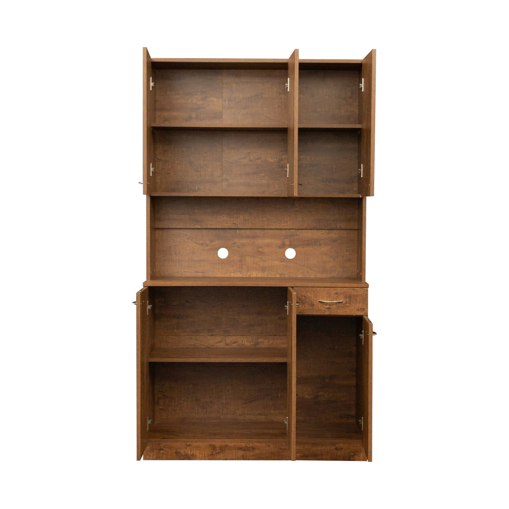 70.87' Tall Wardrobe& Kitchen Cabinet, with 6-Doors, 1-Open Shelves and 1-Drawer for bedroom,Walnut