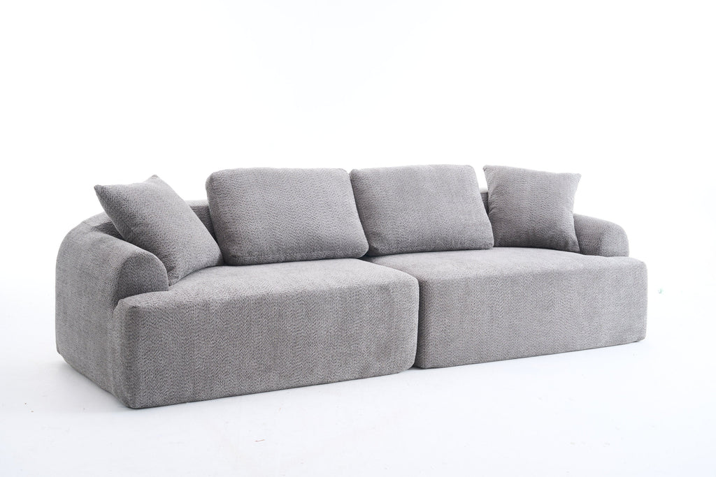 LY-024GY COMPRESSION SOFA: 4-seater combined sofa, Crochet Yarn Fabric, full sponge compression sofa,combined sofa with 4 pillows for home living/ Home Furniture/ Apartment/Office/House