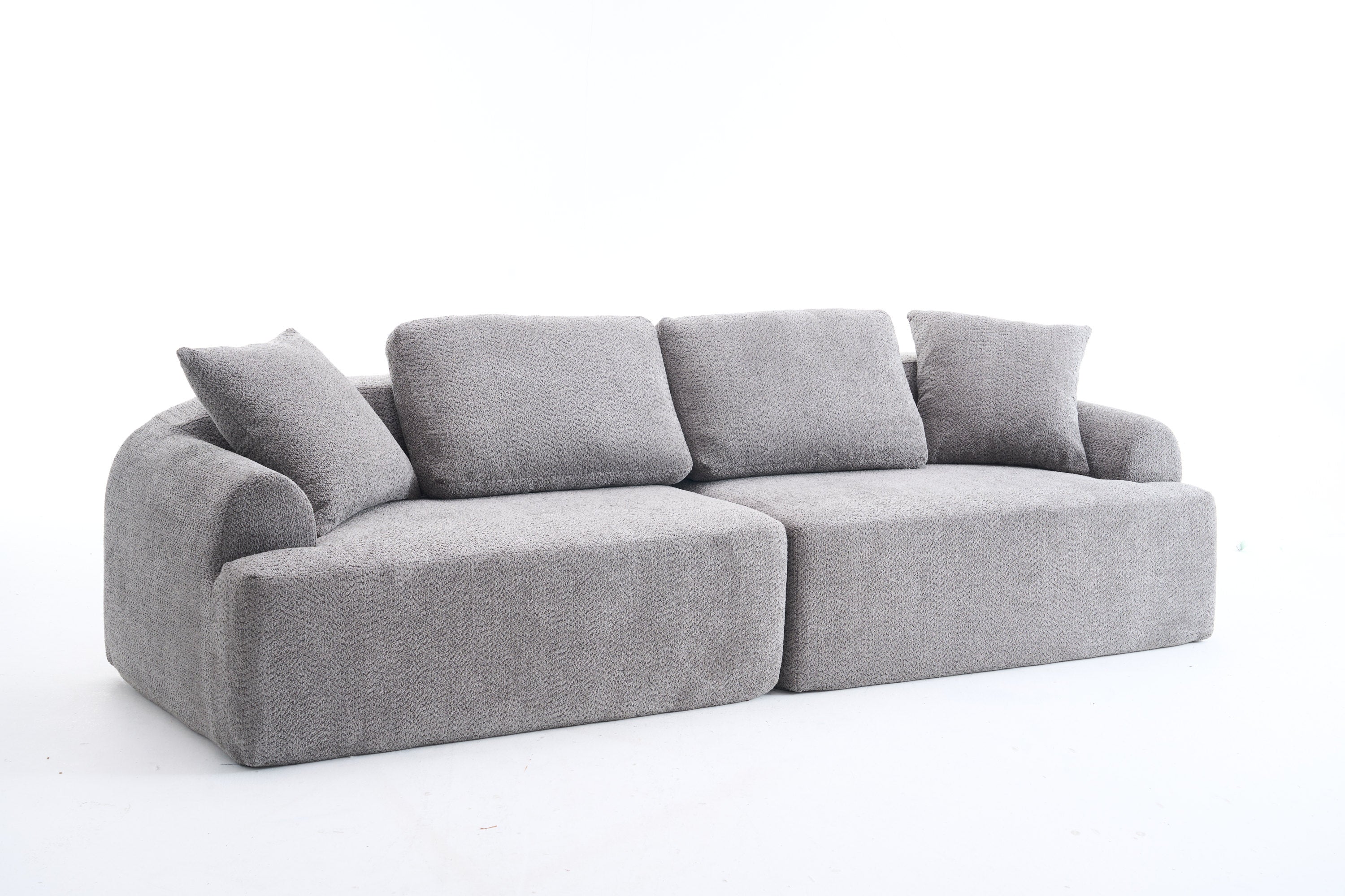 LY-024GY COMPRESSION SOFA: 4-seater combined sofa, Crochet Yarn Fabric, full sponge compression sofa,combined sofa with 4 pillows for home living/ Home Furniture/ Apartment/Office/House
