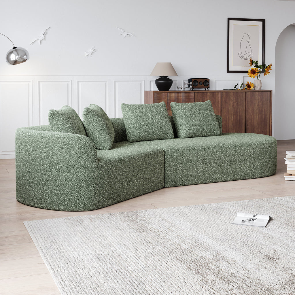 Modern Upholstered Oversized Sectional Sofa, 112-Inch Chenille 4-Seater Extra Deep & Wide Seat Curved Cloud Couch with 4 Throw Pillows, Free Combination Sofa Couch for Living Room,Bedroom