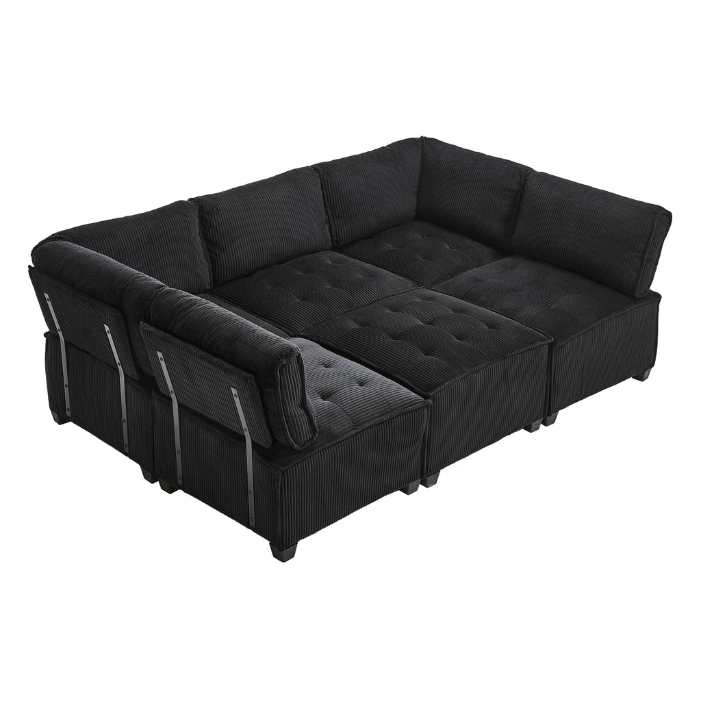 UNITED WE WIN Modular Sectional Sofa U Shaped Modular Couch with Reversible Chaise Modular Sofa Sectional Couch,6- Seat Convertible Sofa,Fit for Living Room