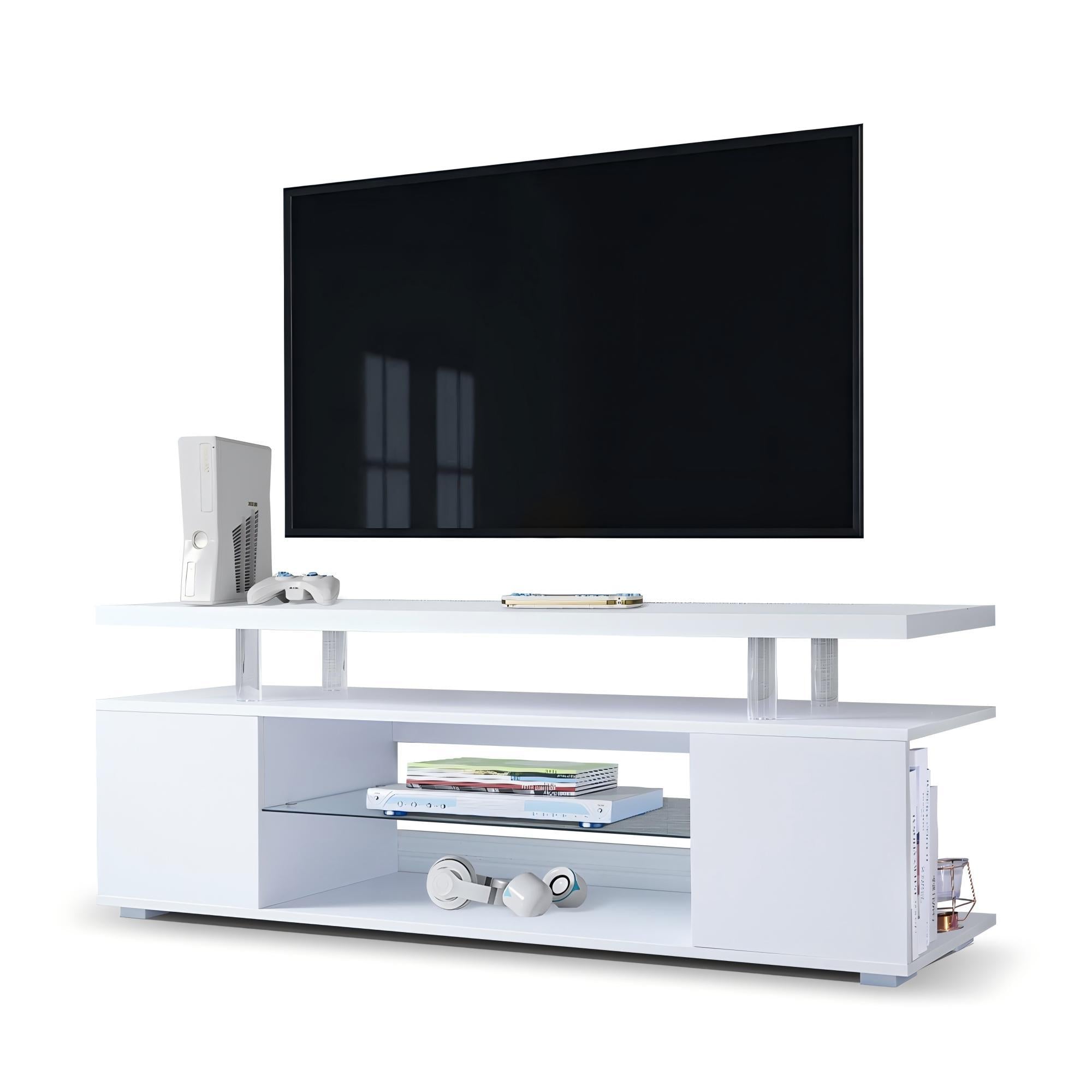 TV Stand for 60 Inch TV LED Gaming Entertainment Center Media Storage Console Table with Large Side Cabinet for Living Room( White)