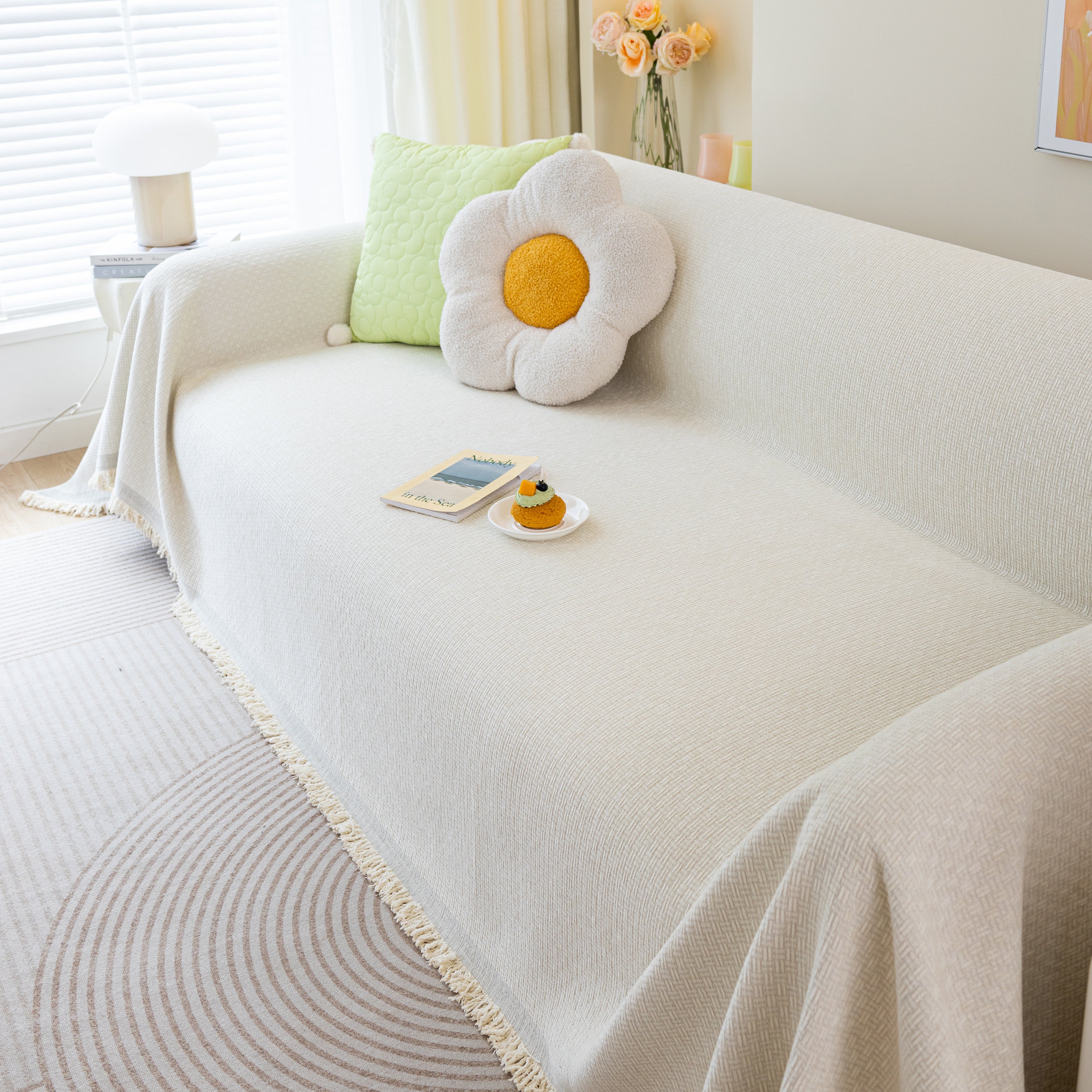 Chenille Large Throw Couch Cover Blanket with Water-Resistant for Futon, Loveseat, and L-Shaped Sofa