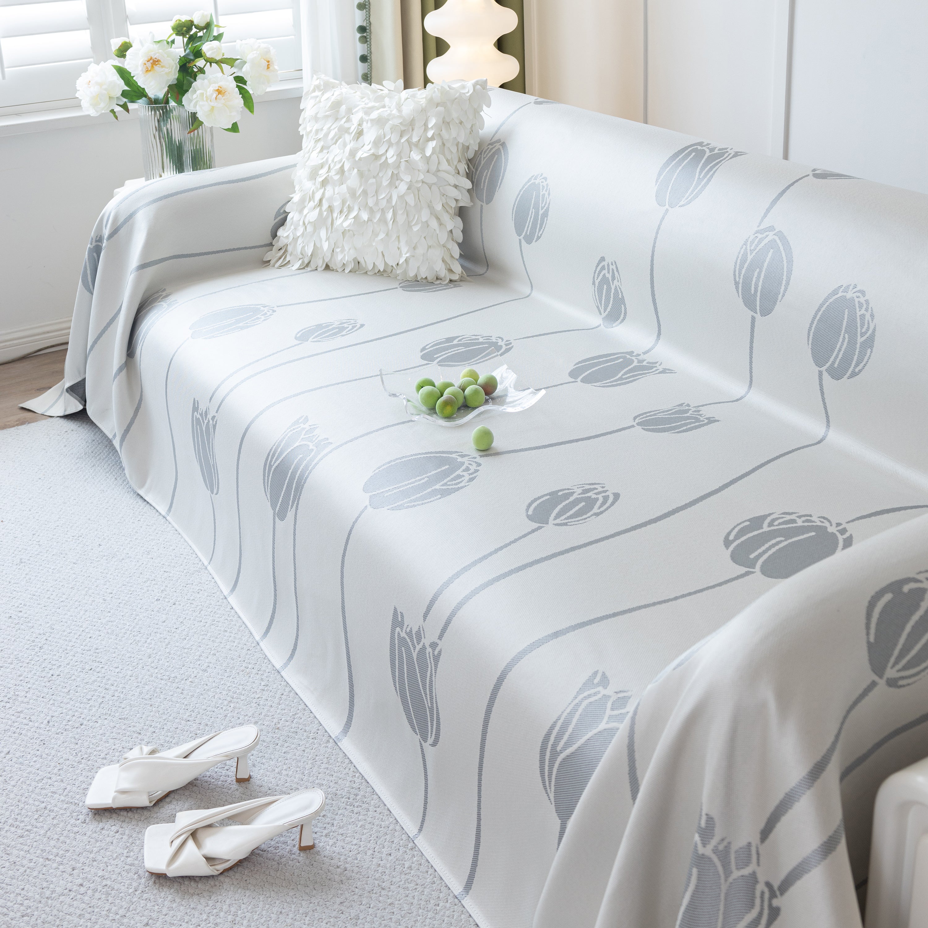 Cozy Cooling Tulip Sofa Throw Covers, Decorative & Breathable Couch Cover, Elegant Couch Protector