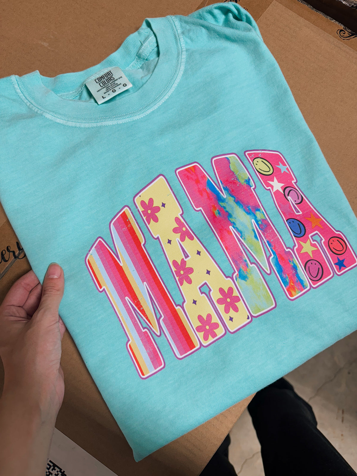 Neon Groovy Mama – Chalky Mint Tee | Retro Graphic T-Shirt