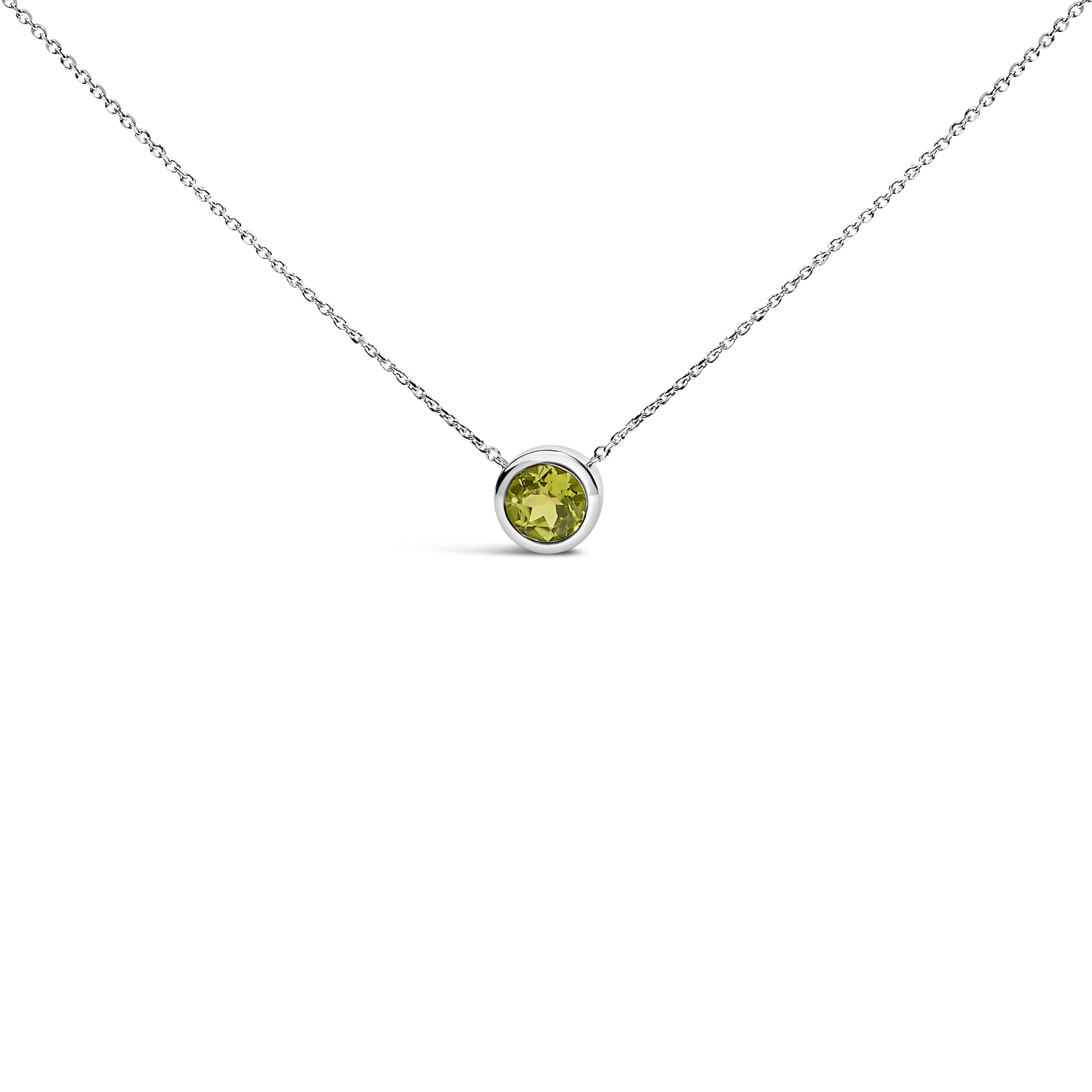 .925 Sterling Silver 7MM Bezel Set Created Purple Amethyst Pendant Necklace - 18" Inches