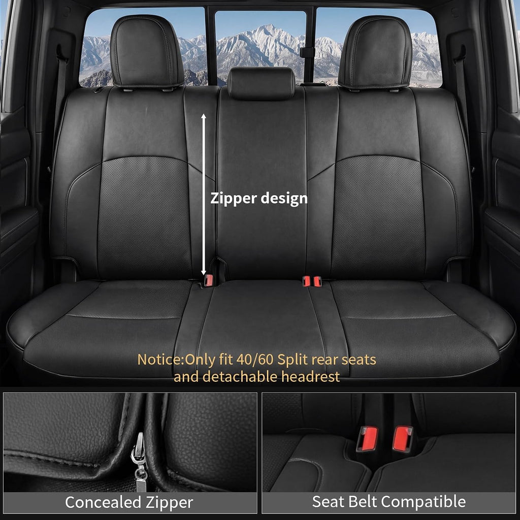 Truck Seat Covers for Toyota Tacoma 2024-2026 Double Cab, Nappa Leather, 3D Laser-Scan Custom Fit, Waterproof, Easy-Clean, Full Coverage, Airbag Compatible, Pet & Scratch Protection