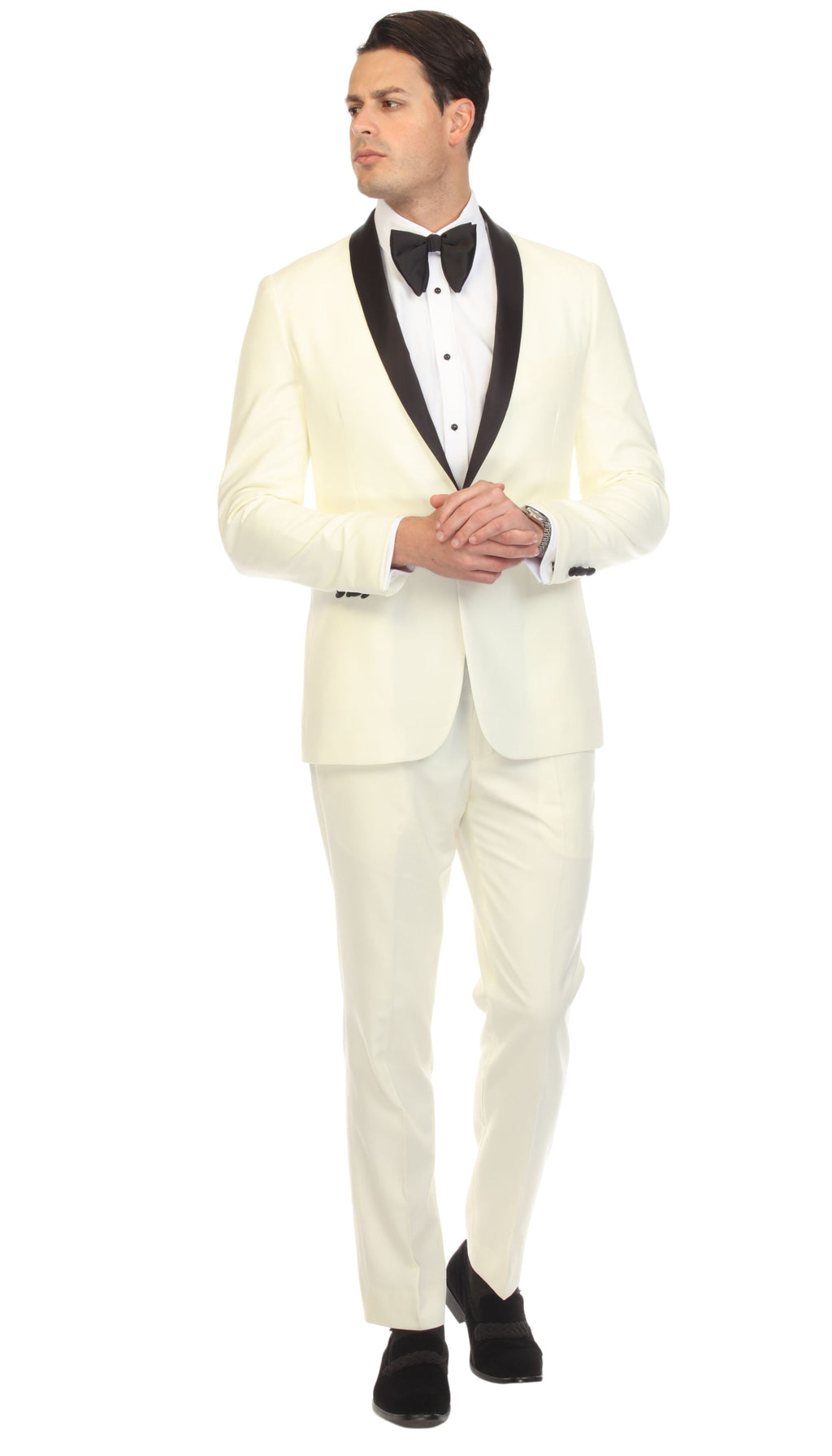 Men's Off-White Shawl Lapel Tuxedo – Slim Fit 2 Piece Suit | Ferrecci Reno