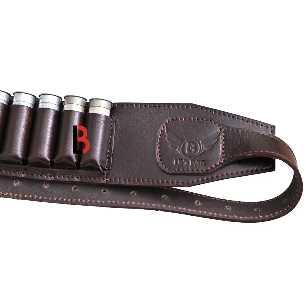 Cowhide Leather Shotshell Bandolier Belt 20-Shell Ammunition Carrier | Hunting Shell Holder