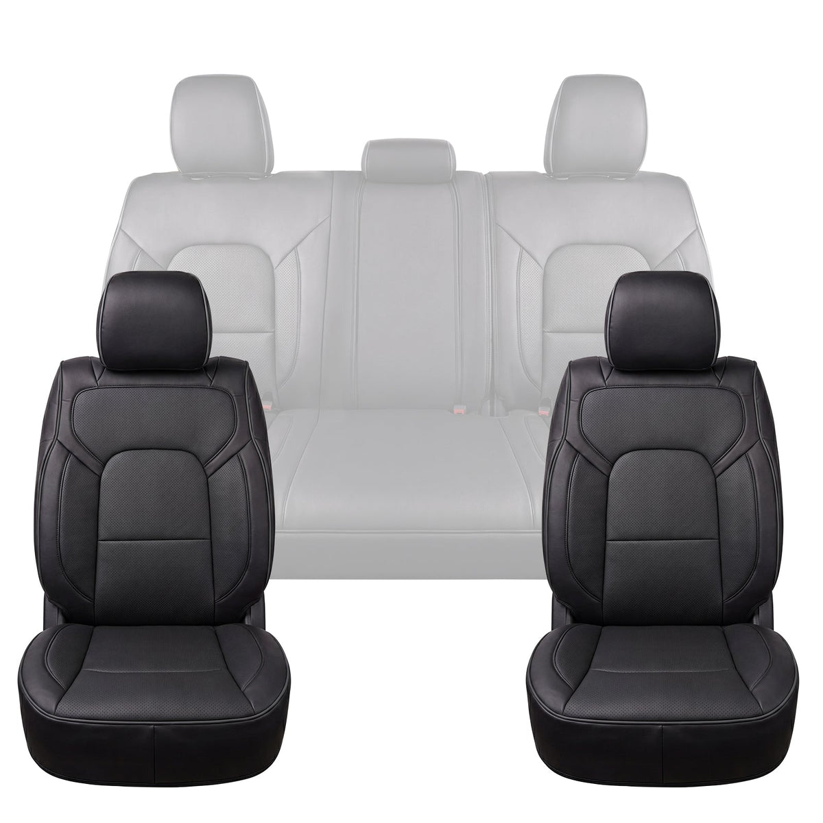 Umbrauto Car Seat Covers for Dodge RAM, Premium Nappa Waterproof Leather Seat Cushion Fits 2009-2026 RAM 1500/2500/3500 Crew Quad Mega Cab with Flat Bench,Full Set, Black