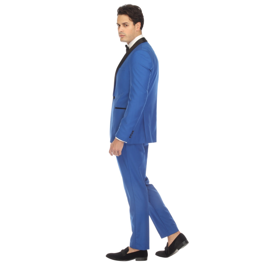 Men's Royal Blue Shawl Lapel Tuxedo – Slim Fit 2 Piece Suit | Ferrecci Reno
