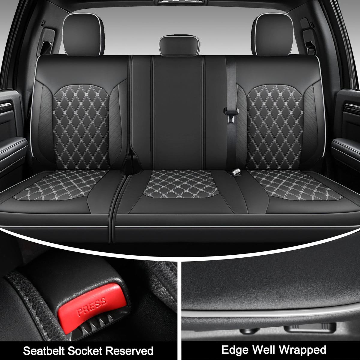 Umbrauto Seat Cover for Chevy Silverado/GMC Sierra 1500 2007-2013&2019-2026,3D Laser-Scan Custom Fit 2500/3500HD 2020-2026 Crew/Double Cab, Nappa Leather, Waterproof, Full Coverage, Airbag Compatible,Gray