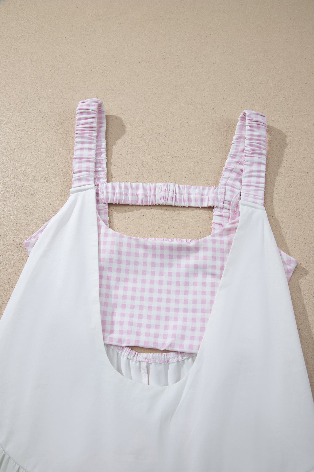 Gingham Patchwork Faux Two Piece Mini Dress