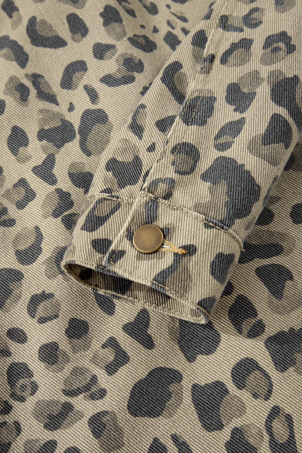 Retro Leopard Seam Button Down Denim Jacket