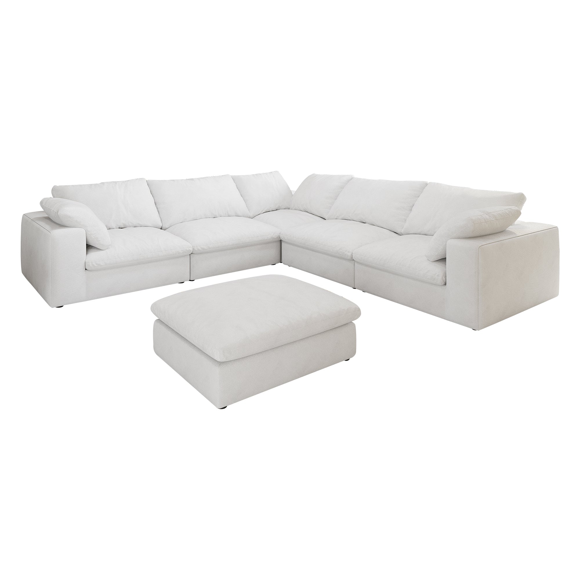 Oversized 160' Cloud Modular Sectional Sofa with Storage Ottomans, V Shaped Minimalist Sofa Couch, 6seaters Convertible Couch Deep Seat Couches for Living Room 6seaters