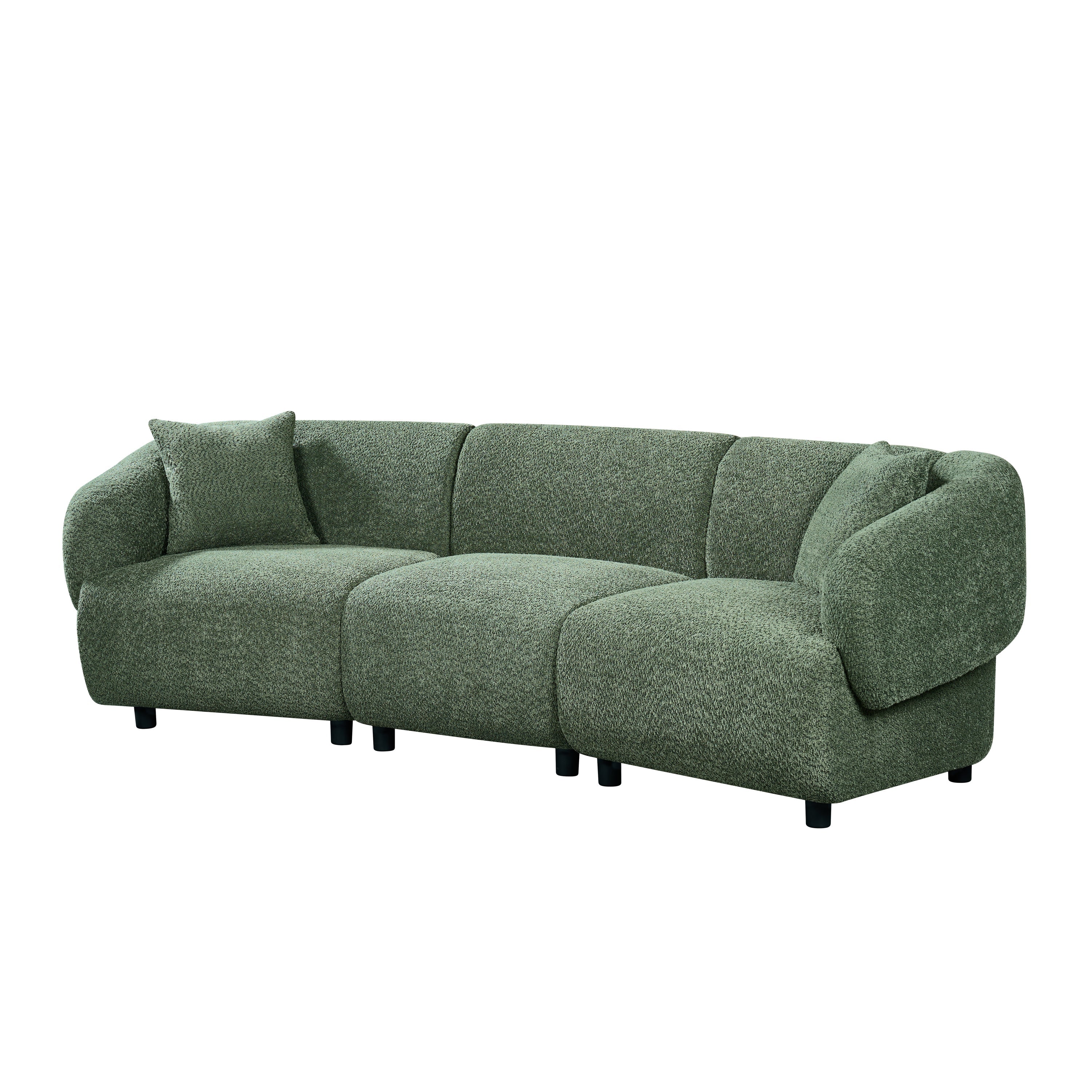 98.5 ' Curved Designed Contemporary 3-Seater Sofa in Green: Plush Seating, Streamlined Design, and Durable Frame – Ideal for Stylish Living Spaces
