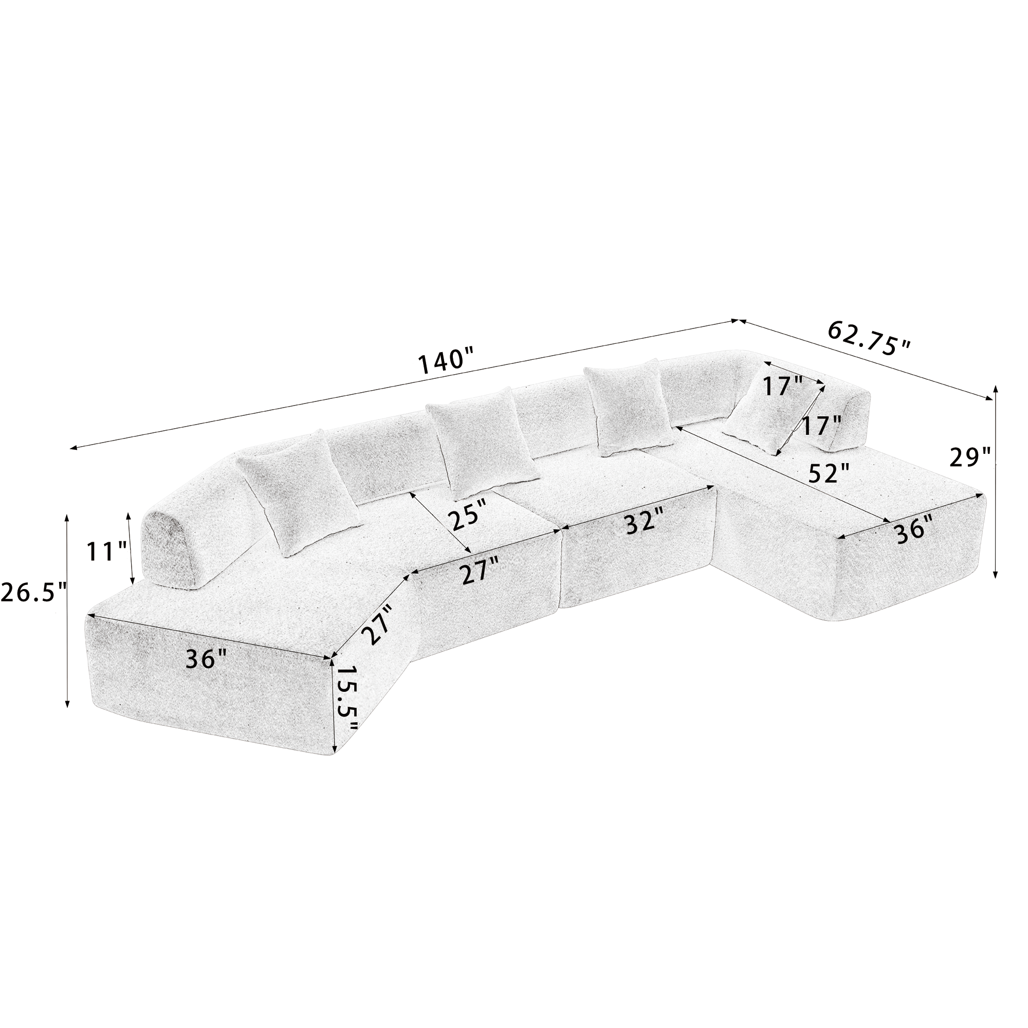 [NEW ARRIVED] [VIDEO PROVIDED]Modern Minimalist 140' L-Shape Couch ,No Assembly Required,Boucle,Modular Sofa ,Couch with Chaise,Free Combination Foam-Filled Sofa, 4 Seats,White
