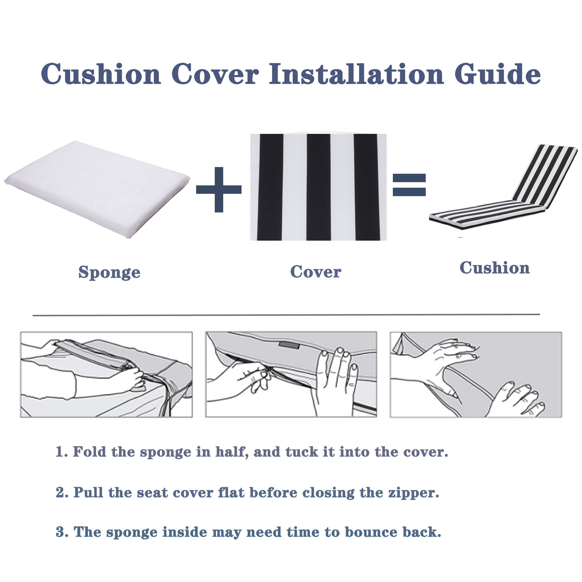 Outdoor Lounge Chair Cushion Replacement Patio Funiture Seat Cushion Chaise Lounge Cushion