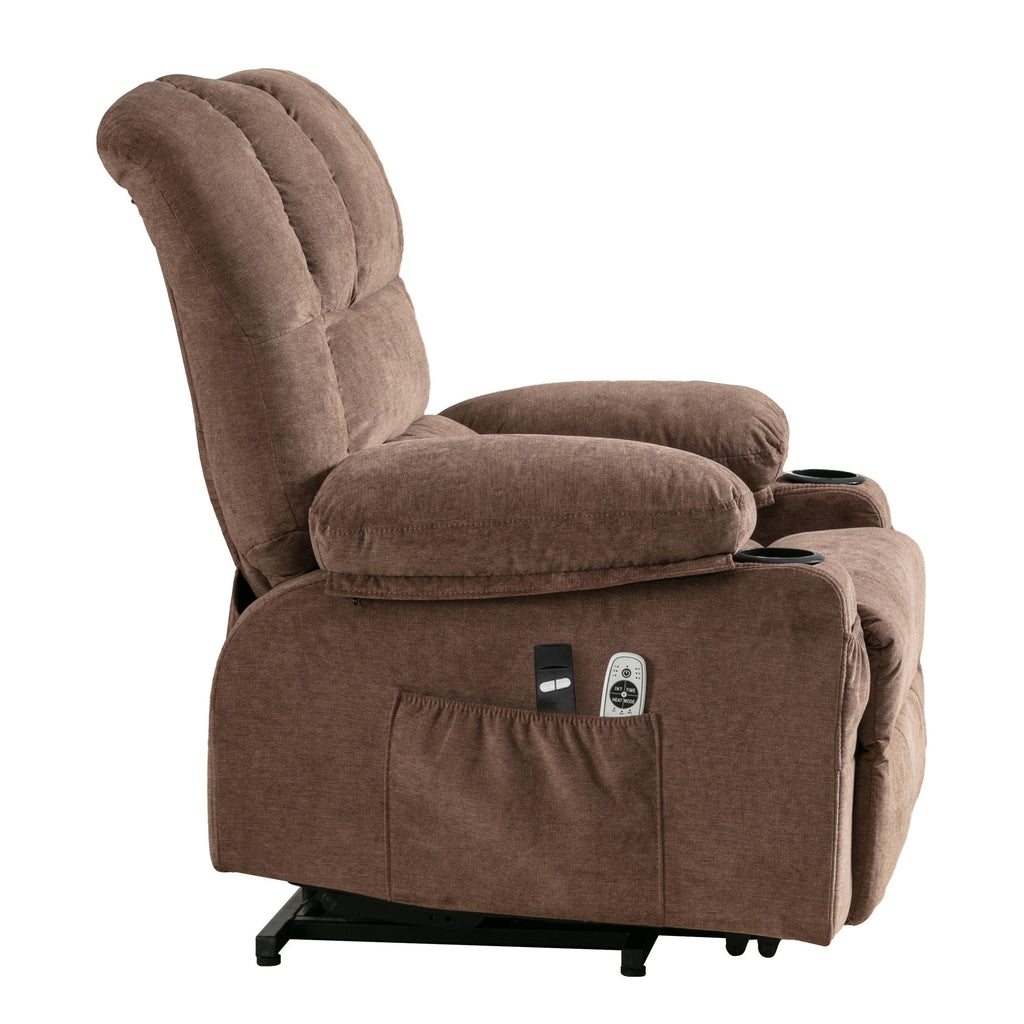 Power Electric massage lift lounge chair, suitable for the elderly, with heating and vibration functions, with USB, can be used for lying down. BROWN