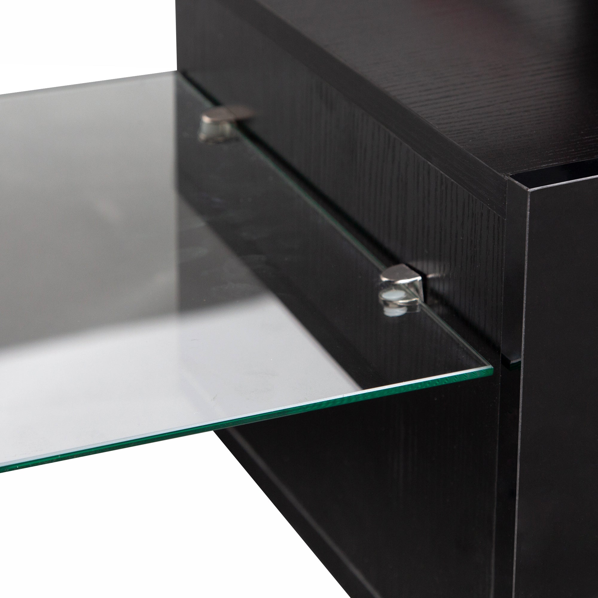 High gloss TV Stand with LED Lights for TVs up to 65'', Modern TV Console with Storage Cabinets for Living Room,Black