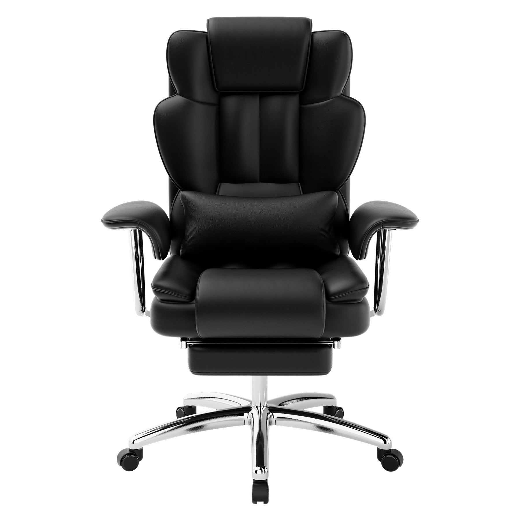Office Chair, Big and Tall Executive Office Chair with Footrest, Leather Computer Chair, Ergonomic Reclining Chair High Back, Large Home Office Chair (Black)