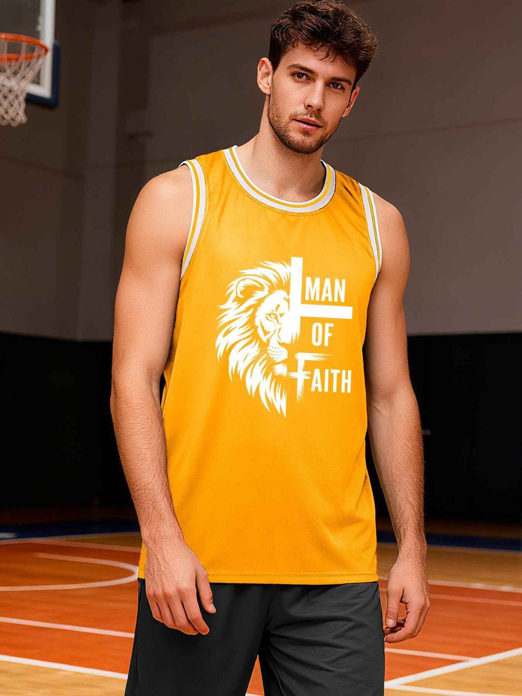 Man of Faith Adult Yellow Basketball Jersey | Ships From USA
