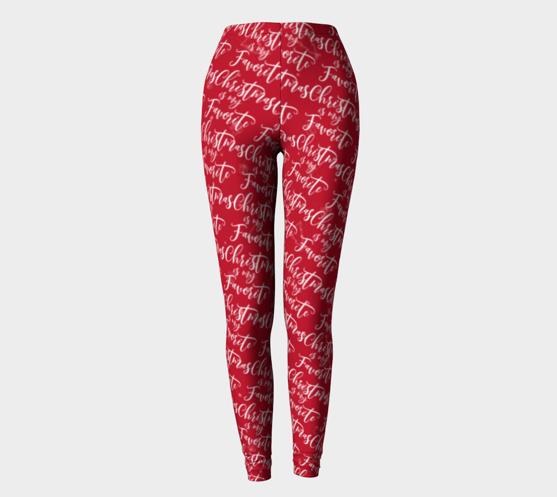 Christmas is My Favorite Time Red Printed Long Leggings
