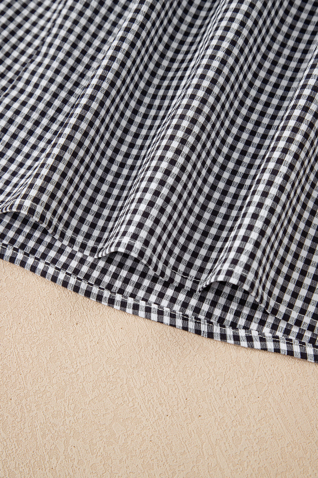 Plus Size Gingham Bow Ruffle Sleeve Top