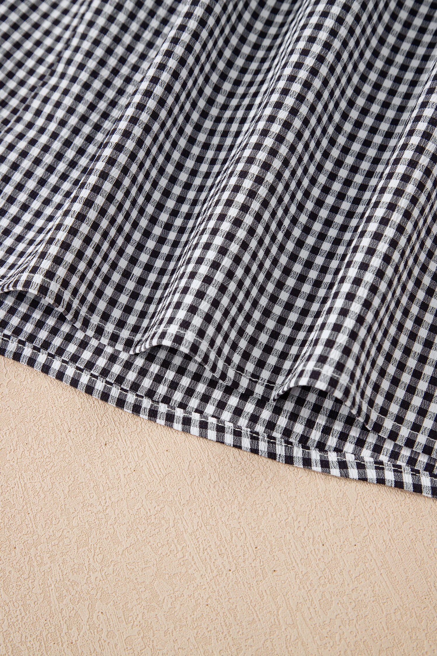 Plus Size Gingham Bow Ruffle Sleeve Top